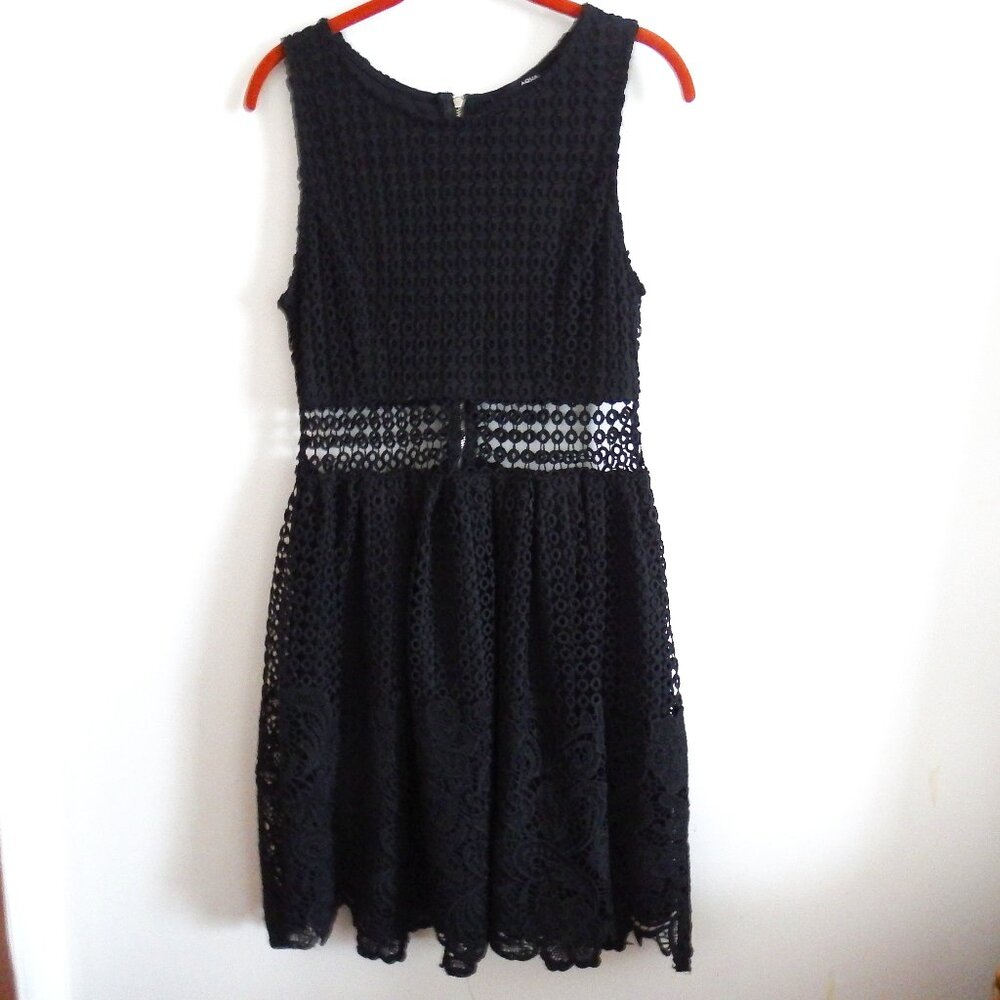 Aqua Black Lace Cut-Out Dress L